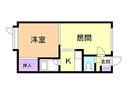 サンエアハウスC 1DKの間取図画像