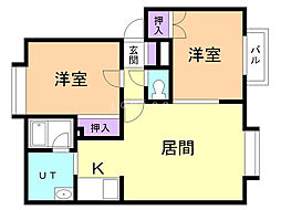 フリューゲル 2LDKの間取図画像