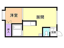 プロムリバー 1LDKの間取図画像
