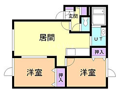 ビューフォート壱番館 2LDKの間取図画像