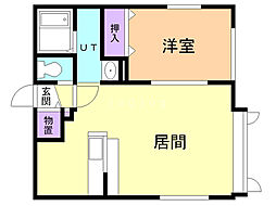 ロイヤルハイム沼ノ端D 1LDKの間取図画像
