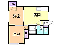 サンハイツE.F 2DKの間取図画像