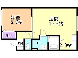 ロジェ新富 1LDKの間取図画像