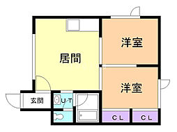 ロイヤルハイム錦岡 2DKの間取図画像