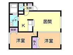 ウイングC 2LDKの間取図画像