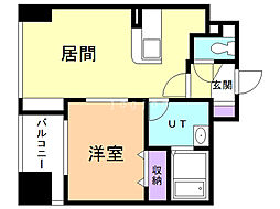 グランドール若草 1LDKの間取図画像