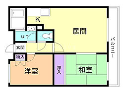 グランドール弥生 2LDKの間取図画像