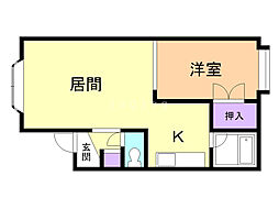 グランドール新明町A棟 1LDKの間取図画像
