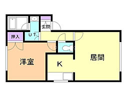 シンワハイツD 1LDKの間取図画像