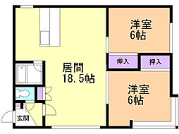 レジダンス・モナーク 2LDKの間取図画像