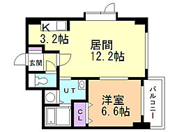 グランドール東開 1LDKの間取図画像