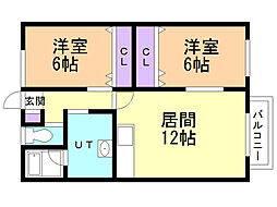 エクセレント明野 2LDKの間取図画像
