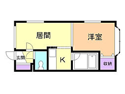 クリスタルハウスエルフィン 1DKの間取図画像