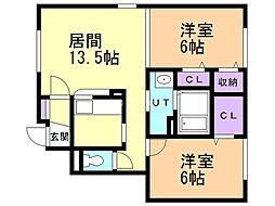 ゴールデンイーグル 2LDKの間取図画像