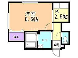 アンダーズ苫小牧 1Kの間取図画像