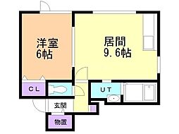 ロイヤルハイム拓勇西町A 1LDKの間取図画像