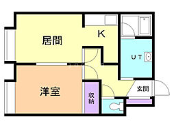 クリスタルハーモニー17 1DKの間取図画像