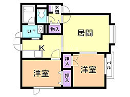 エミーナユーハイム 2LDKの間取図画像