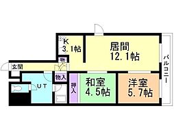 グランドール本幸町 2LDKの間取図画像