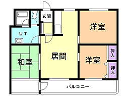 グランドハイツ新明E棟 3LDKの間取図画像