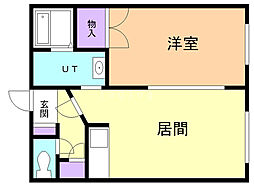 APゴールデン 1DKの間取図画像