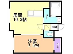 苫小牧市北栄5丁目新AP 1LDKの間取図画像