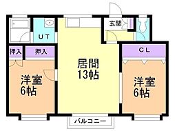 コーポラス・ユーB 2LDKの間取図画像