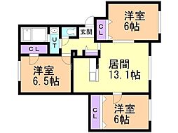 サニーハウス若草 3LDKの間取図画像