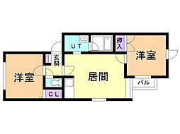 ノアール・トア 2LDKの間取図画像