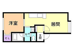 ミナミ 1DKの間取図画像