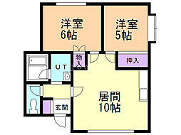 レインボーハウス∞澄川3 2LDKの間取図画像