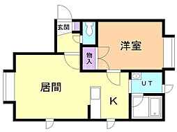 グレイス3 1LDKの間取図画像