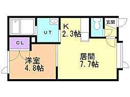 リンデンハウスにっしん 1LDKの間取図画像