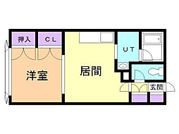 レインボウハウスNo.17 1DKの間取図画像