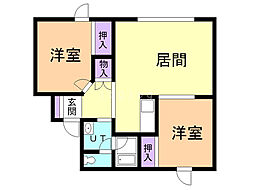 リラハイツ 2LDKの間取図画像