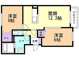 エクセルシオール 2LDKの間取図画像