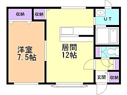 コーポソレイユ12 1LDKの間取図画像