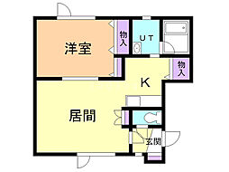 プリズ夢3 1LDKの間取図画像