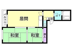 メルベール 2LDKの間取図画像