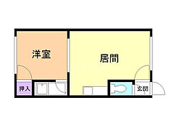 コーポ白樺 1DKの間取図画像
