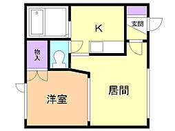 ムーンポート 1LDKの間取図画像