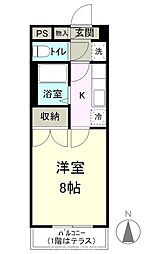 リバーサイド二子 1Kの間取図画像