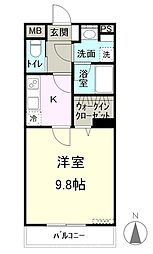 アライブ5 1Kの間取図画像