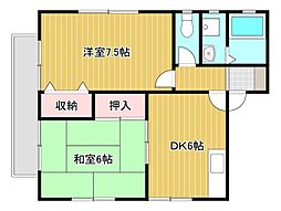 メゾン　リシル 2階2DKの間取り