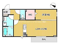 G.LTakakaichou 2階1LDKの間取り
