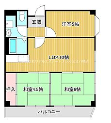 アトレOSマンション 3DKの間取図画像