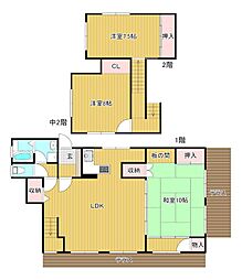 中在寺貸家 3LDKの間取り