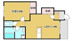 スターテラス22 1階1LDKの間取り