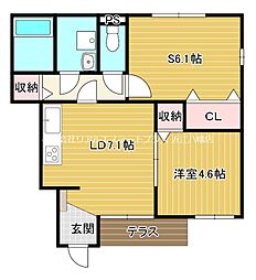 メゾンフローラ 1階1SDKの間取り