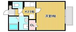 ダイワヴィラノルテA棟 1Kの間取図画像